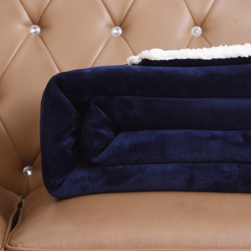 NANPIPER Sherpa Blanket Warm Blankets for Winter Super Soft Fuzzy Flannel Fleece/Wool Like Reversible Velvet Plush Couch Blanket Lightweight(Navy Blue Throw Size 50"x60") - Image 5
